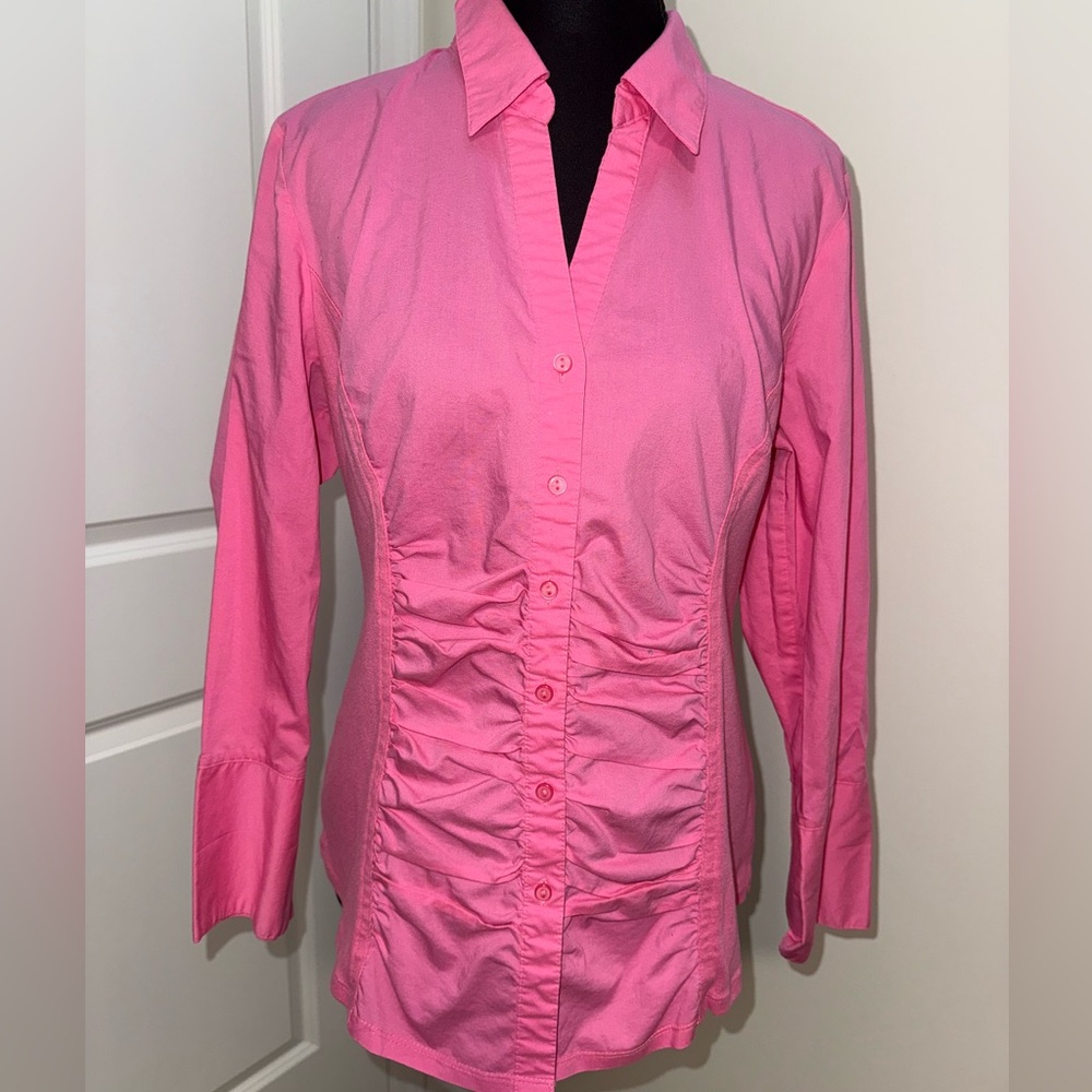 Pink V-neck blouse